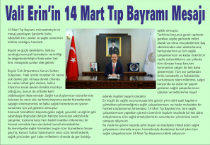 ŞANLIURFA VALİSİ ABDULLAH ERİN TIP BAYRAMI MESAJI