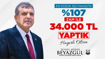 ŞANLIURFA BÜYÜKŞEHİR BELEDİYESİ İŞÇİ MAAŞINI 34.000 TL YAPTI